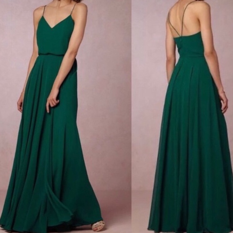 Jenny Yoo Inesse Forest Green Sz 0 Bridesmaid